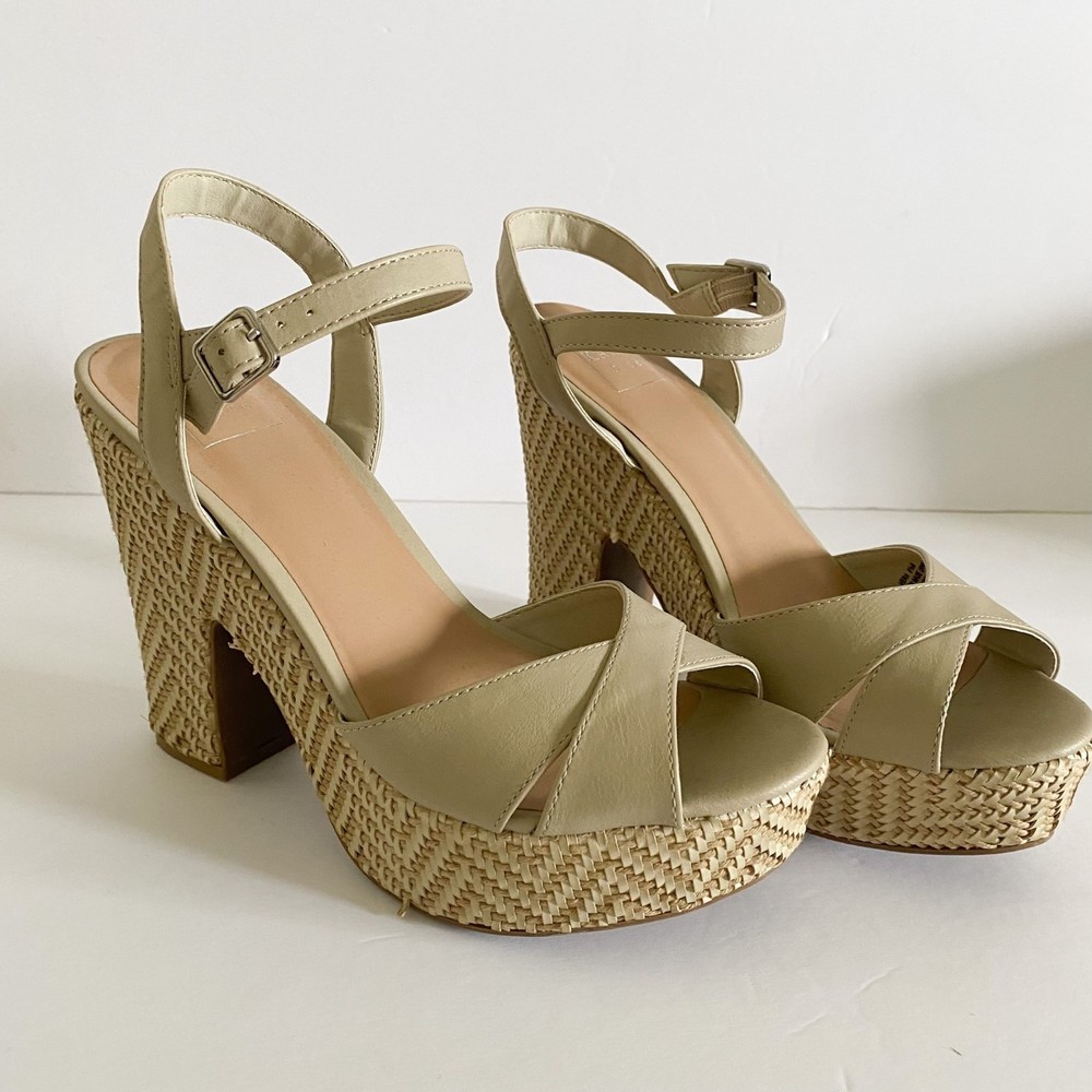 Kaari Blue Platform Taupe Strappy Sandals